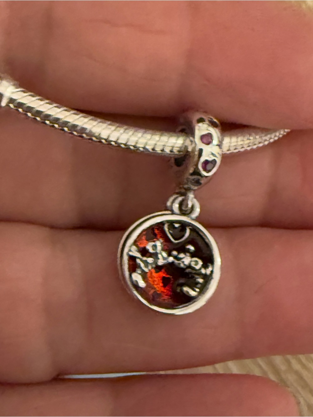 Pandora Sterling Silver Red Heart Dangle Charm
